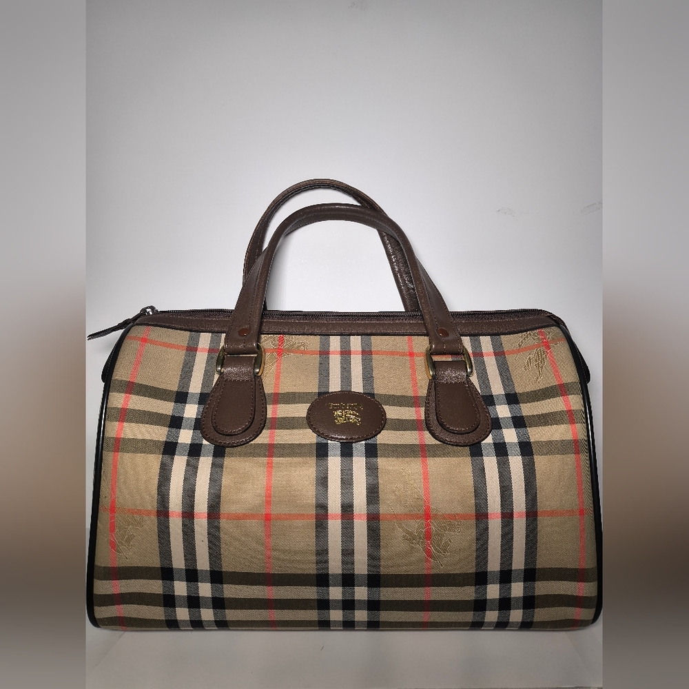 Vintage Pre 1999 Burberrys Plaid Boston Bag Weekend Bag Overnight Bag